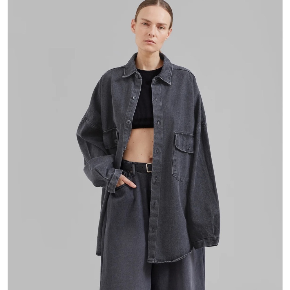 The Frankie Shop Black Denim Oversized Dress